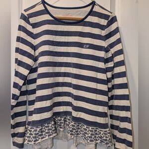 Vineyard Vines Navy and White Striped Long Sleeve Youth XL